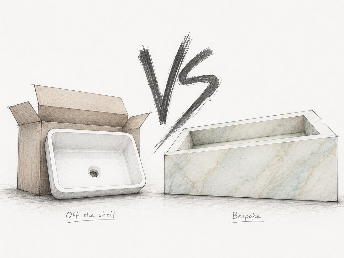 Bespoke tiled basin vs off the shelf ceramic basin — Jacko Interior